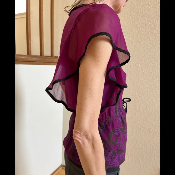 Kenar | Purple sheer paisley blouse top - Picture 4 of 12